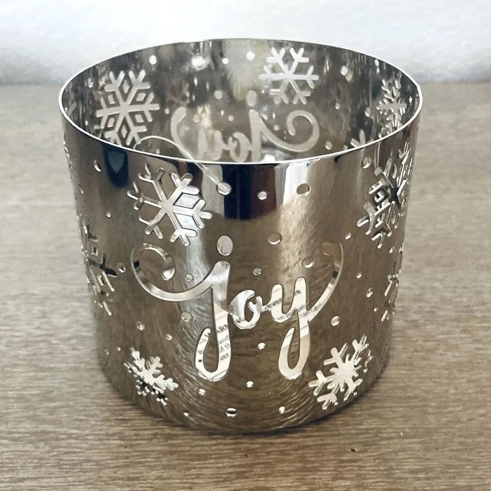 Holiday Joy Christmas Snowflake Cutout Candle Holder Sleeve
